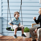 Qaba - Balançoire soucoupe pour enfants - Ronde de 61 cm - Verte-La maille respirante est imperméable et lavable, assurant longévité et propreté 