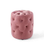 Modway - Amour Ronde à boutons touffés Performance Velvet Ottoman - Rose poussiéreuse-Ottoman à accents à boutons touffés