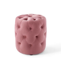 Modway - Amour Ronde à boutons touffés Performance Velvet Ottoman - Rose poussiéreuse-Ottoman à accents à boutons touffés