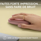 Logitech - Pebble Mouse 2 M350s fine sans fil Bluetooth, portable, légère, boutons personnalisables - Rose-Faites discrètement forte impression: laissez votre travail parler plus fort que vos clics. La discrète souris Pebble Mouse 2 M350s dotée de la technologie Silent Touch élimine 90% du bruit des clicsv
