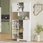 HOMCOM - Armoire de garde-manger haute 71,5 po avec porte-épices - blanc-Étagères réglables pour une organisation personnalisable 