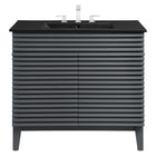 Modway - Render 36" Vanette de salle de bain - Gris Noir-Bassin d’évier en céramique