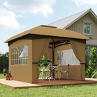 Outsunny - Pavillon d’extérieur 11 pi l x 11 pi L avec rideaux - fenêtres d’église - beige-Les fenêtres d'église translucides améliorent le plaisir de la vue extérieure