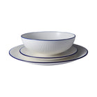Casa Domani - Service de dîner Café Blue 12 pièces-Bord peint à la main avec motif embossé délicat