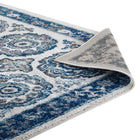 Modway - Entourage Treillis marocain floral vieilli d’Odile Tapis de comédie 8 pi l x 10 pi L - Ivoire et bleu-Résistant aux taches / Facile à nettoyer