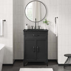 Modway - Steamforge 24" Vanette de salle de bain - Noir noir-Étagère avec découpe de plomberie