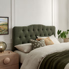 Modway - Annabel Mélange de lin premium Tête de lit Queen, Sauge-Cadre en mélange de bois