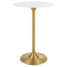 Modway - Lippa Rond de 28 po Bois Bar Table, Or Blanc-Table de bar moderne
