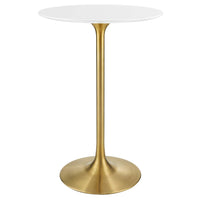 Modway - Lippa Rond de 28 po Bois Bar Table, Or Blanc-Table de bar moderne