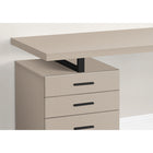 Monarch Specialties - 7644 Bureau 48 po L - Taupe Moderne/Metal Noir/Face L/R-Restez organisé grâce aux tiroirs de rangement fermés et au tiroir classeur pratique avec barres de suspension, idéal pour ranger les documents importants et les articles de bureau.