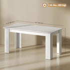 HOMCOM - Table à manger moderne 63 po avec effet bois - blanc-Structure solide et pieds triangulaires assurant un soutien et une durabilité élevés 