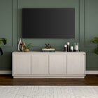 Hudson&Canal - Meuble TV Presque pour téléviseurs jusqu'à 75" - Blanc Aulne-Fabriqué à partir de matériaux MDF robustes dans une finition blanche en aulne fabriquée à la main