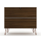 Manhattan Comfort - Rockefeller commode 3 tiroirs style milieu du siècle de 35,24 po - brun - ensemble de 2-Assemblage à domicile requis Tout le matériel inclus
