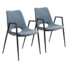 Zuo - Desi Chaise de salle à manger - Gris azur - Ensemble de 2-Assemblage requis