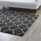 Modway - Solvea Treillis marocain Tapis 5 pi l x 8 pi L Shag Area - Gris foncé et ivoire-100% polypropylène