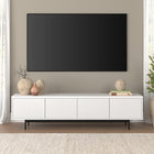 Hudson&Canal - Meuble TV Whitman pour téléviseurs jusqu'à 85 pouces - Blanc-Construit en acier robuste et en matériaux MDF dans une finition grain noir artisanale