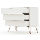 Manhattan Comfort - Rockefeller commode 3 tiroirs style milieu du siècle 35,24" - blanc - lot de 2-Pieds évasés en fil métallique à la mode pour une durabilité accrue