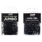 JAM Paper - Paquet combiné de trombones colourés - standard et jumbo - trombones noirs - 1 paquet de 100 et 1 paquet de 75-Couleur : Noir