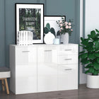 HOMCOM - Buffet haute brillance 41,75 po L avec 2 tiroirs et 3 portes - blanc-Parfait pour toute salle à manger, salon, salle familiale, bureau, etc. 