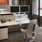 Ergotron - Poste de travail assis/debout deux écrans WorkFit-S, surface de travail, grand plateau, blanc brillant (33-349-211)-Convient aux normes de montage VESA FDMI, MIS-D, 75/100, C