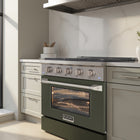 Kucht - 30 po Série KDF Cuisinière Pro Style au gaz naturel - Acier inoxydable/Vert olive-Allumage électronique avec rallumage automatique pour une sécurité accrue et un contrôle fiable de la flamme, réduisant les risques de fuite de gaz