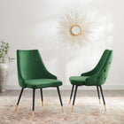 Modway - Adorn Performance Velvet Fauteuil d’appoint de salle à manger Ensemble de 2 - Émeraude-Rembourrage en velours polyester Performance