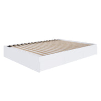 Nexera - Lit double 3 tiroirs, Blanc-3 tiroirs montés sur des glissières métalliques peuvent être installés à gauche ou à droite du lit, à votre convenance