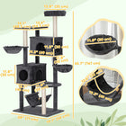 PawHut - Arbre à chat 66 po avec 2 condos à porte, grands hamacs - gris foncé-Les poteaux épais recouverts de sisal satisfont les instincts de griffade et protègent vos précieux meubles 