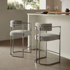 Modway - Huron Dos courbé Tissu et métal Tabouret de comptoir - Blé argenté-Rembourrage certifié OEKO-TEX STANDARD 100