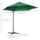 Outsunny - Parasol déporté 8,5 pi avec rotation à 360°, vert-Rotation à 360 degrés pour une couverture d'ombre complète  