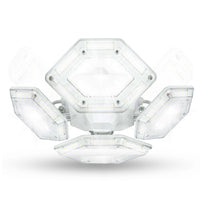 Bell+Howell - Lampe d'atelier QuadBurst 360 à 4 panneaux à visser pour plafond de garage-Offre 5500 lumens de lumière blanche chaude grâce à 384 lumières DEL pour éclairer les garages, ateliers, sous-sols, placards, greniers et plus encore