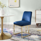 Modway - Amplify Base de traîneau Performance Velvet Fauteuil d’appoint de salle à manger - Marine d’or-Tissu résistant aux taches