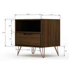 Manhattan Comfort - Rockefeller Table de Nuit 1 Tiroir Style Mid-Century Modern 51 cm - Marron - Lot de 2-Choisissez le design de votre poignée lorsque le produit est chez vous Option pour une poignée découpée ou un look affleurant