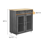 Modway - Cuisine Chariot de cuisine, Charbon naturel-Plateau en caoutchouc