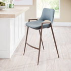 Zuo - Desi Tabouret de comptoir - Azure Gris/Noyer - Ensemble de 2-Assemblage requis