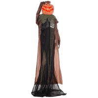 HOMCOM - Halloween Skull Pumpkin Ghost Animatronic Prop w/ Light Up Eyes-Conception de fantôme de citrouille en forme de crâne avec un bras pliable  