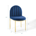 Modway - Isla Chenal Touffé Performance Velvet Fauteuil d’appoint de salle à manger - Marine d’or-Conception en coquille