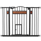 PawHut - 29,1''-41,3'' Barrière Extra Large pour Chien avec Porte pour Chat pour Portes - Noir-Faites glisser et soulevez la poignée pour passer