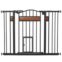 PawHut - 29,1''-41,3'' Barrière Extra Large pour Chien avec Porte pour Chat pour Portes - Noir-Faites glisser et soulevez la poignée pour passer