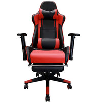 Nicer Furniture - chaise de jeu de style course avec repose-pieds - rouge-Le design de style course fonctionne comme chaise de jeu et chaise de bureau.  