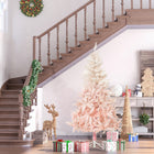 HOMCOM - Arbre de Noël artificiel de 7ft décoration maison ouverture automatique - Rose-Les branches réalistes en PVC donnent un aspect plein et luxuriant à l'arbre 