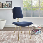 Modway - Ponder Performance Velvet Fauteuil d’appoint de salle à manger - Marine-Revêtement en velours de performance