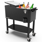 Permasteel - Glacière de patio roulante 80 pintes avec séparateur et étagère - noire-Fonctions supplémentaires : ouvre-bouteilles et récupérateur de capsules