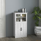 HOMCOM - Armoire de rangement 23,6 po L pour salon - blanc-Étagères à 4 niveaux offrant beaucoup d’espace pour ranger la vaisselle, les produits secs, les livres ou autres décorations 