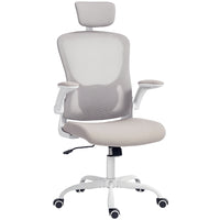 HOMCOM - Chaise de bureau ergonomique avec soutien lombaire 4d - gris-Soutien ergonomique complet du corps, appui-tête rotatif et réglable, et soutien lombaire 4D pour s'adapter à votre morphologie 