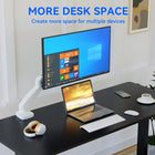 ShoppingAll - Support de moniteur VESA simple avec bras à ressort à gaz entièrement réglable et pince de bureau - Blanc-Stabilité à toute épreuve : Construit avec une base à pince en C qui offre une robustesse inégalée. Pour les bureaux avec des trous d’œillet (1,57 à 2,36 po), aucune pièce supplémentaire ou modification n’est nécessaire - notre pince compacte s’insère directement dans le trou pour un soutien sûr et sans vacillement