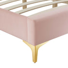 Modway - Sutton Performance Velvet Cadre de lit simple, Rose-Pieds en métal doré avec des capuchons sans marque