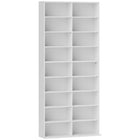 HOMCOM - Meuble double pour médias, étagère DVD à 9 niveaux avec 18 compartiments - blanc-Peut contenir jusqu'à 640 CD/360 DVD. Peut également servir pour des livres, d'autres médias ou des décorations 