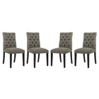 Modway - Duchess Tissu Chaise à manger Ensemble de 4 - Granite-Rembourrage en mousse dense pour le confort