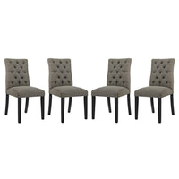 Modway - Duchess Tissu Chaise à manger Ensemble de 4 - Granite-Rembourrage en mousse dense pour le confort